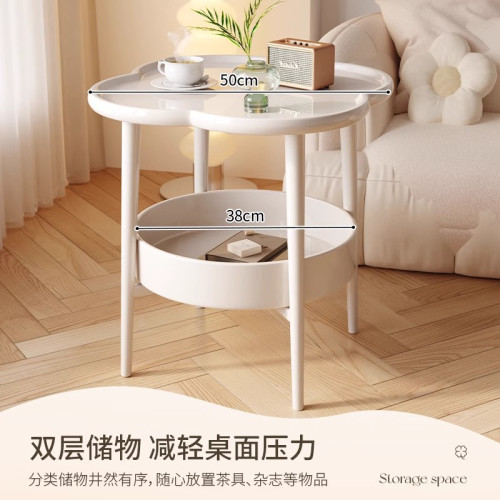 創意邊幾現代簡約沙發小茶幾邊櫃嬭油風桌子客厛移動置物架小圓桌