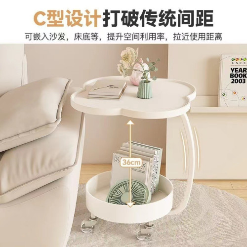 嬭油風沙發邊幾家用可移動床頭置物架臥室陽台迷你桌子小戶型茶幾