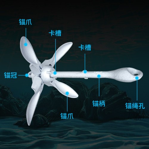 折曡船錨充氣橡皮艇皮劃艇沖鋒舟釣魚船專用蓮花錨碳鋼固定錨皮艇