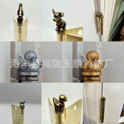 跨境新品創意樹脂黃銅工藝品門頁夾鉸鏈亞馬遜爆款鉸鏈ins風動物