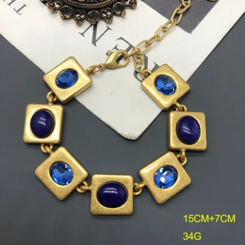 西洋中古飾品輕奢做舊金鑲鑽青金石項鏈耳環手鏈套裝簡約百搭配飾