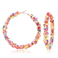 歐美簡約誇張彩色亮片耳環 跨境外貿誇張耳圈女hoop earrings