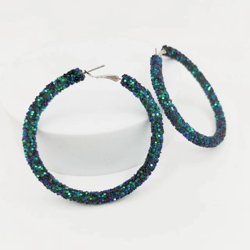 歐美簡約誇張彩色亮片耳環 跨境外貿誇張耳圈女hoop earrings