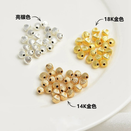銅鍍18K金色保色串珠diy配飾材料花珠配件菱形散珠定位隔珠轉運珠