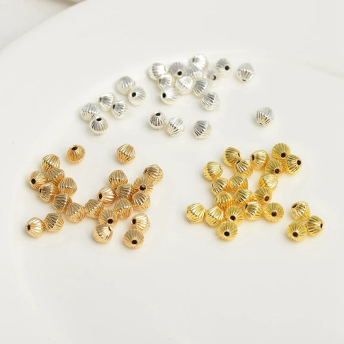 銅鍍18K金色保色串珠diy配飾材料花珠配件菱形散珠定位隔珠轉運珠