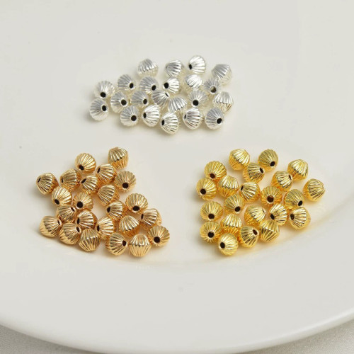 銅鍍18K金色保色串珠diy配飾材料花珠配件菱形散珠定位隔珠轉運珠