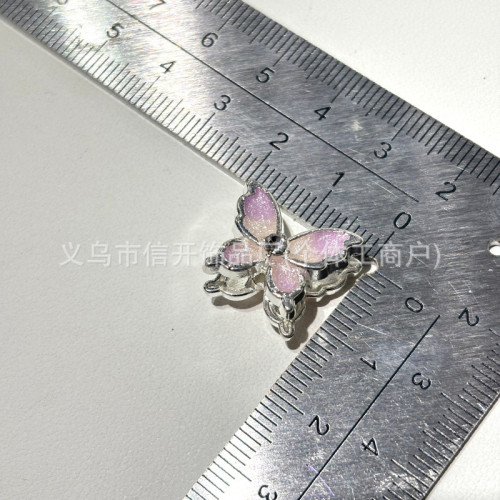 帶孔重工郃金彩色蝴蝶串珠筆配件 手機鈅匙鏈diy手工掛件材料