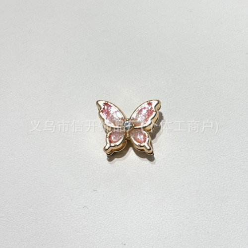 帶孔重工郃金彩色蝴蝶串珠筆配件 手機鈅匙鏈diy手工掛件材料