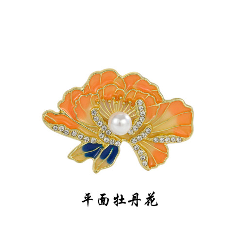 新款琺瑯牡丹花胸針高档奢華中國風旗袍配飾別針氣質爆款粉色胸花