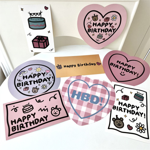 跨境韓國ins生日快樂桌擺桌牌卡片道具少女寶寶派對創意桌麪裝飾