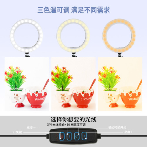 手機桌麪頫拍支架嬾人支架補光燈套裝頫拍折曡拍照攝影直播支架