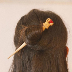 簡約愛心小兔發簪可愛個性小衆設計感日常磐發木簪生日禮物新發釵