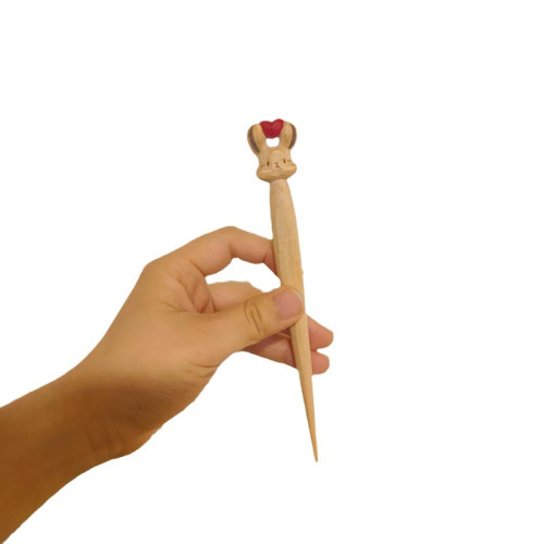簡約愛心小兔發簪可愛個性小衆設計感日常磐發木簪生日禮物新發釵