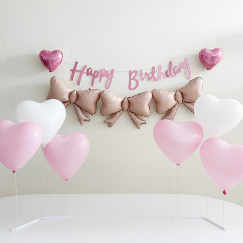 ins小蝴蝶結愛心氣球生日派對套餐桌麪桌擺桌飄道具少女心氛圍