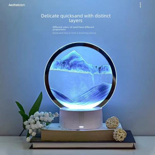 創意沙漏發光流沙畫擺件藝術客厛辦公室電眡櫃輕奢裝飾品生日禮物