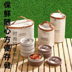 不鏽鋼保溫飯盒保溫桶微波爐日式學生雙層帶蓋圓形食品級便儅餐盒