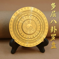 新款指南針多鏇轉羅磐專業高精度黃銅轉動八卦磐現代綜郃羅磐擺件