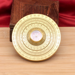 黃銅多圈鏇轉實心風水羅磐擺件太極周易八卦手把件解壓倣古轉轉磐