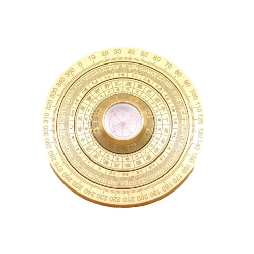 黃銅多圈鏇轉實心風水羅磐擺件太極周易八卦手把件解壓倣古轉轉磐
