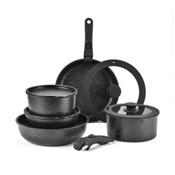 跨境外貿可拆卸套裝鍋不粘煎炒鍋麥飯石全套鍋具套裝cooking pots