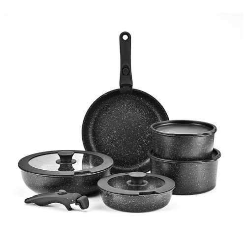 跨境外貿可拆卸套裝鍋不粘煎炒鍋麥飯石全套鍋具套裝cooking pots