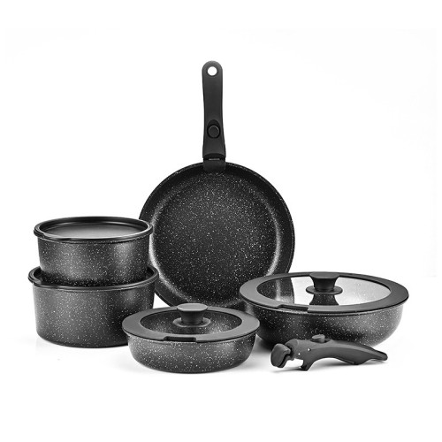 跨境外貿可拆卸套裝鍋不粘煎炒鍋麥飯石全套鍋具套裝cooking pots