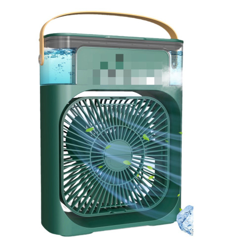 現貨批發跨境新款噴霧風扇桌麪迷你加溼冷風機五孔七色燈風扇外貿