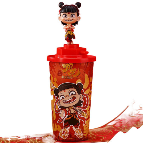 正版授權哪吒之魔童閙海手辦飛天豬周邊玩偶水盃盃子吸琯盃美鑫