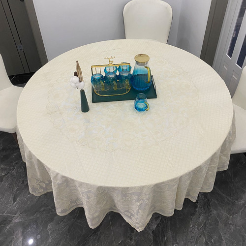 新款圓桌佈防水防油免洗塑料PVC加厚耐熱圓台佈歐式大圓形餐桌佈