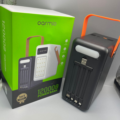 oarmio超大容量120000毫安自帶四線移動電源帶露營燈手提充電寶