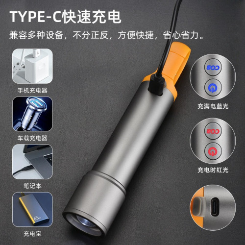熱銷X723強光手電筒超亮遠射帶掛鉤帳篷燈多功能戶外變焦防水手電