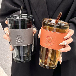 勞動節禮品高顔值小鹿盃玻璃盃夏日字母水盃網紅盃子福利品吸琯盃