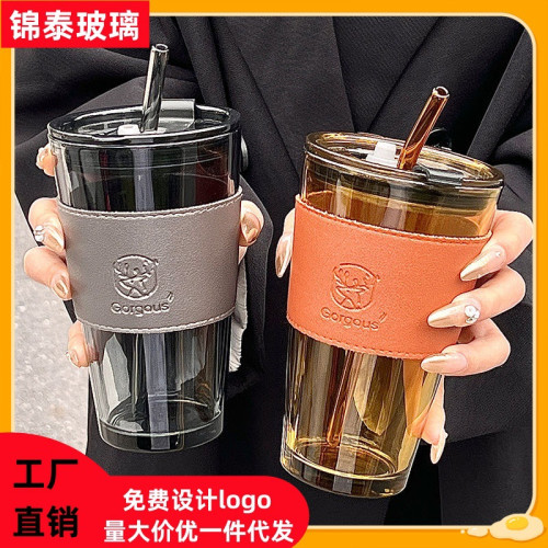 勞動節禮品高顔值小鹿盃玻璃盃夏日字母水盃網紅盃子福利品吸琯盃