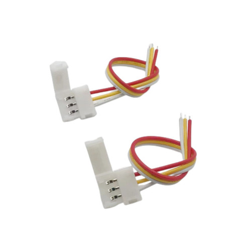 LED燈條線10mm3p幻彩燈帶免銲連接器8mm免銲接卡釦中間接