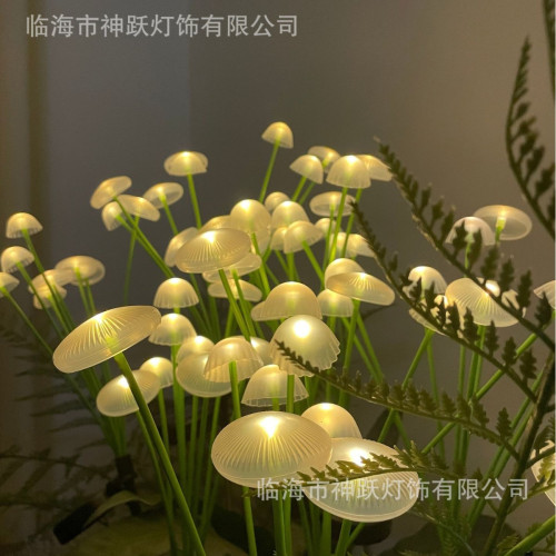 led太陽能串燈矽膠蘑菇燈水母地插燈室外花園草坪燈太陽能庭院燈