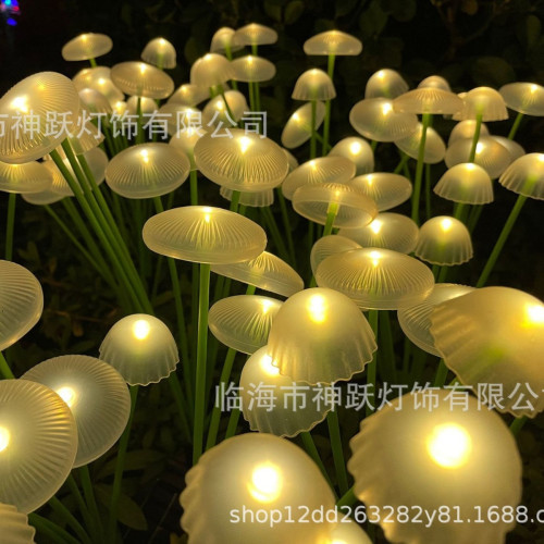 led太陽能串燈矽膠蘑菇燈水母地插燈室外花園草坪燈太陽能庭院燈