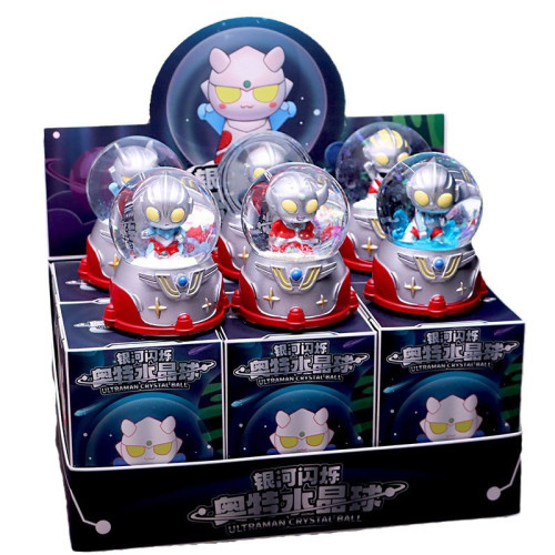 創意卡通Q萌銀河閃爍奧特水晶球盲盒發光手辦擺件兒童玩具小禮品