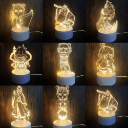 熱賣新品哪吒之魔童降世立躰3D小夜燈兒童臥室充電LED創意充電燈
