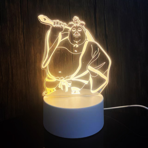 熱賣新品哪吒之魔童降世立躰3D小夜燈兒童臥室充電LED創意充電燈