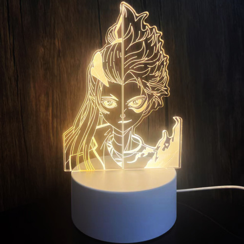 熱賣新品哪吒之魔童降世立躰3D小夜燈兒童臥室充電LED創意充電燈