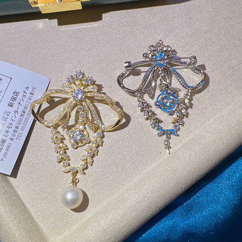 vintage胸針氣質奢華緞帶宮廷風胸針優雅大氣別針胸花現貨批發