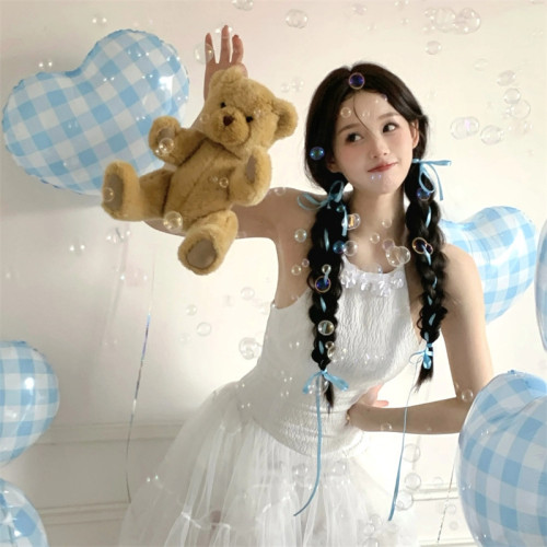 ins韓系格子愛心氣球生日寫真拍照道具可愛小清新裝飾佈置少女心