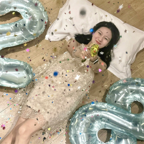 小紅書同款果凍數字鋁膜氣球夏季派對自拍道具韓風生日少女心寶寶