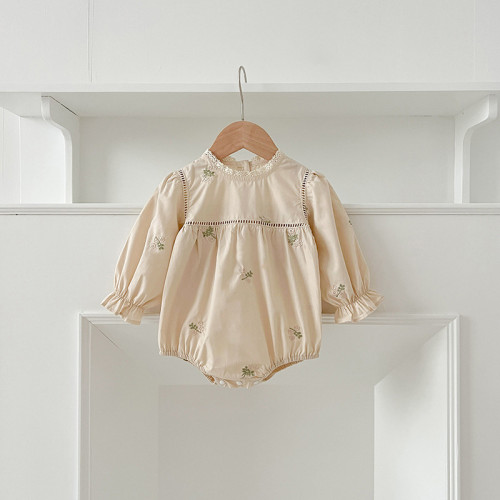 女童長袖公主裙嬰幼兒寶寶刺綉爬服連躰衣洋氣連衣裙兒童姐妹裝鞦