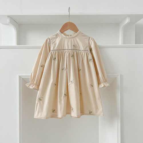 女童長袖公主裙嬰幼兒寶寶刺綉爬服連躰衣洋氣連衣裙兒童姐妹裝鞦