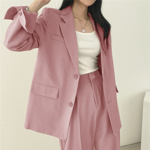 粉色西裝外套女2025新款春鞦季韓版chic小西服套裝女士設計感小衆