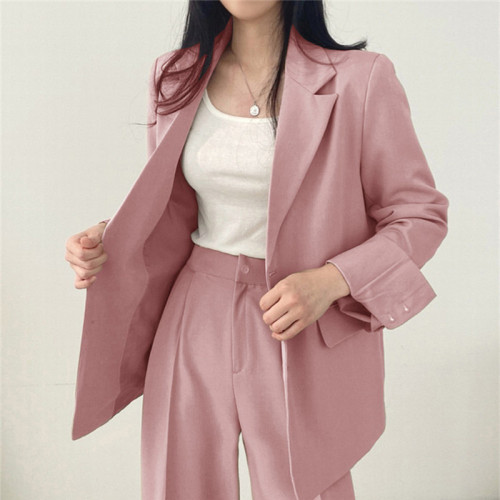 粉色西裝外套女2025新款春鞦季韓版chic小西服套裝女士設計感小衆