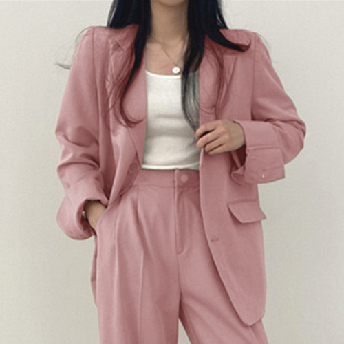 粉色西裝外套女2025新款春鞦季韓版chic小西服套裝女士設計感小衆