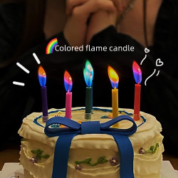 ins彩色火焰蠟燭生日蛋糕裝飾燭光晚餐情人節日儀式感拍照道具