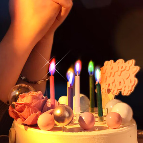 ins彩色火焰蠟燭生日蛋糕裝飾燭光晚餐情人節日儀式感拍照道具